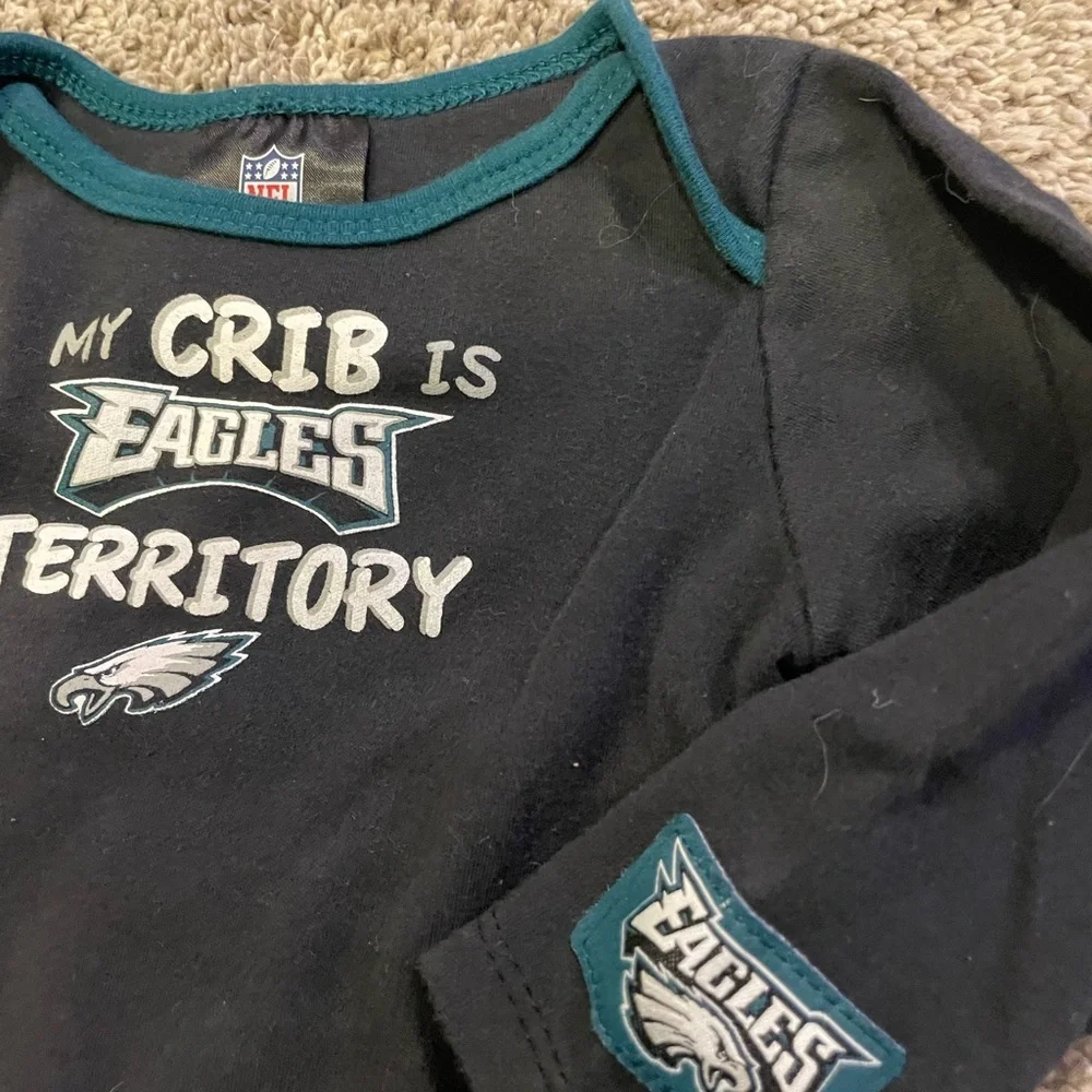 EUC NFL Eagles Football Long Sleeved Baby Onesie